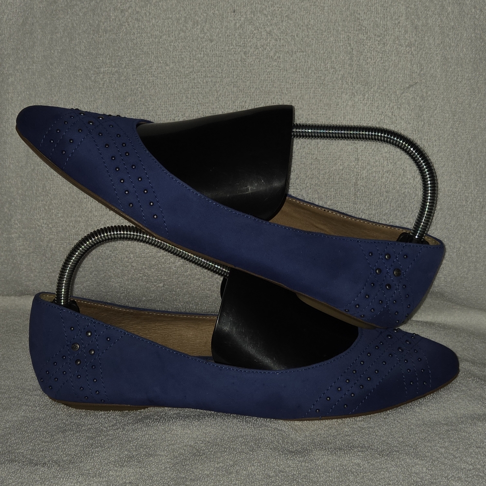 UGG Women's Blue Suede Pointed-Toe Ballet Flats